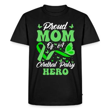 Fière maman de paralysie cérébrale Hero CP - T-shirt Premium bio Homme - noir - Devant - Nico (187cm)