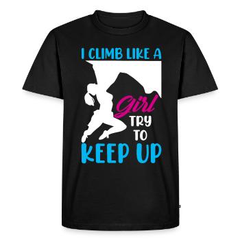 Je grimpe comme une fille Escalade de bloc - T-shirt Premium bio Homme - noir - Devant - Nico (187cm)