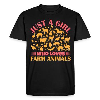 Filles, animaux de ferme, vaches, cochons, chèvres - T-shirt Premium bio Homme - noir - Devant - Nico (187cm)