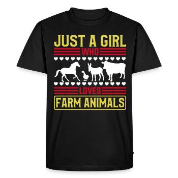 Filles, animaux de ferme, vaches, cochons, chèvres - T-shirt Premium bio Homme - noir - Devant - Nico (187cm)