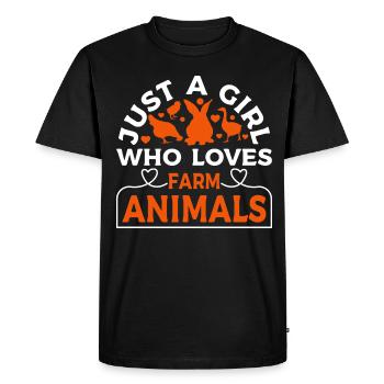 Filles, animaux de ferme, vaches, cochons, chèvres - T-shirt Premium bio Homme - noir - Devant - Nico (187cm)