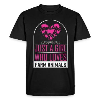 Filles, animaux de ferme, vaches, cochons, chèvres - T-shirt Premium bio Homme - noir - Devant - Nico (187cm)