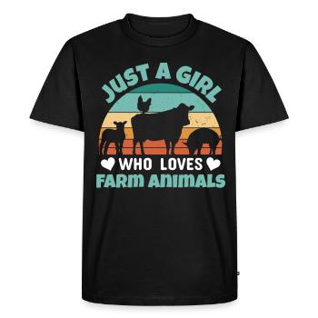 Filles, animaux de ferme, vaches, cochons, chèvres - T-shirt Premium bio Homme - noir - Devant - Nico (187cm)