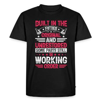 Built In Fifties 50's Birthday - Men's Premium Organic T-Shirt - black - Front - Nico (187cm)