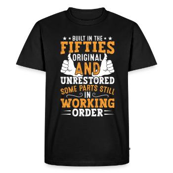 Built In Fifties 50's Birthday - Men's Premium Organic T-Shirt - black - Front - Nico (187cm)