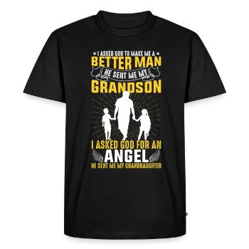 I asked God to make me a better man - Men's Premium Organic T-Shirt - black - Front - Nico (187cm)