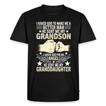 I asked God to make me a better man - Men's Premium Organic T-Shirt - black - Front - Nico (187cm)