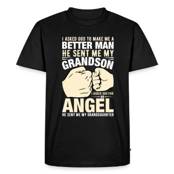 I asked God to make me a better man - Men's Premium Organic T-Shirt - black - Front - Nico (187cm)