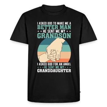 I asked God to make me a better man - Men's Premium Organic T-Shirt - black - Front - Nico (187cm)