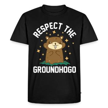 Retro Groundhog Respect the Groundhog - Men's Premium Organic T-Shirt - black - Front - Nico (187cm)