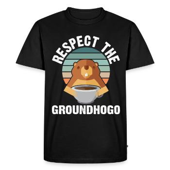 Retro Groundhog Respect the Groundhog - Men's Premium Organic T-Shirt - black - Front - Nico (187cm)
