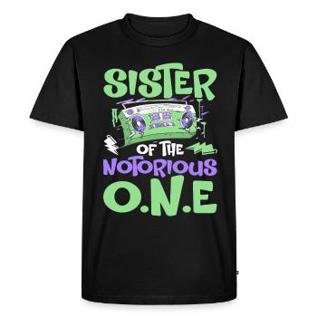 Drôle de sœur hip-hop old-school - T-shirt Premium bio Homme - noir - Devant - Nico (187cm)