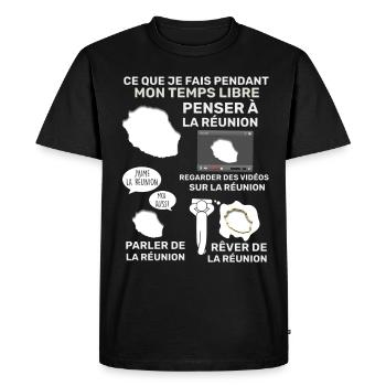 île la Réunion Mon Temps Libre Humour Homme Femme - T-shirt Premium bio Homme - noir - Devant - Nico (187cm)