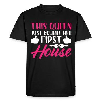 La reine achète un propriétaire de maison - T-shirt Premium bio Homme - noir - Devant - Nico (187cm)
