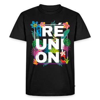 Carte de La Réunion Nature Tropicale Homme Femme - T-shirt Premium bio Homme - noir - Devant - Nico (187cm)