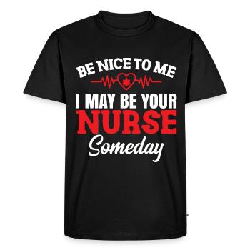 Nurse be nice to meNurse - Men's Premium Organic T-Shirt - black - Front - Nico (187cm)