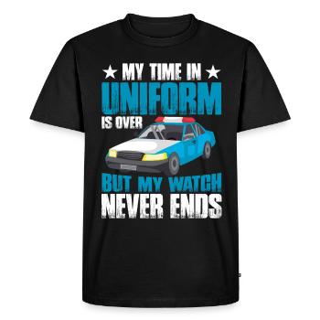 My time in uniform is over Police Policeman - Men's Premium Organic T-Shirt - black - Front - Nico (187cm)