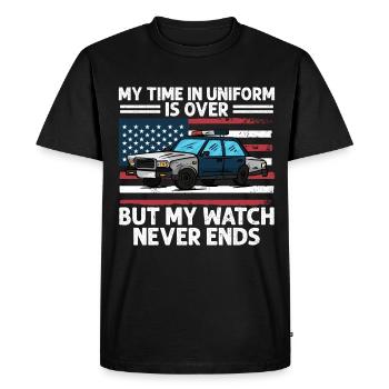 My time in uniform is over Police Policeman - Men's Premium Organic T-Shirt - black - Front - Nico (187cm)