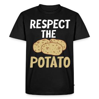 Drôle de jeu de mots de pomme de terre de légumes-racines - T-shirt Premium bio Homme - noir - Devant - Nico (187cm)