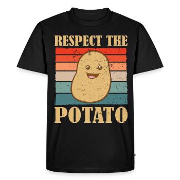 Drôle de jeu de mots de pomme de terre de légumes-racines - T-shirt Premium bio Homme - noir - Devant - Nico (187cm)