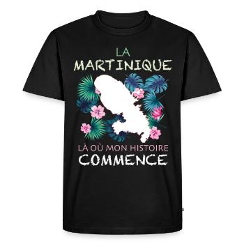 La martinique Fleurs Et Plante Citation Histoire - T-shirt Premium bio Homme - noir - Devant - Nico (187cm)