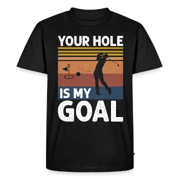 Votre trou est mon objectif Golf Humour - T-shirt Premium bio Homme - noir - Devant - Nico (187cm)