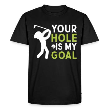 Votre trou est mon objectif Golf Humour - T-shirt Premium bio Homme - noir - Devant - Nico (187cm)