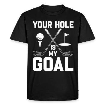 Votre trou est mon objectif Golf Humour - T-shirt Premium bio Homme - noir - Devant - Nico (187cm)
