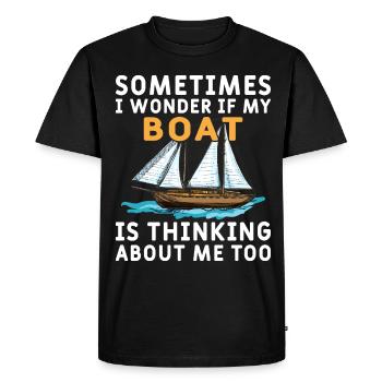 Captain Boat License Sailing Boat - Men's Premium Organic T-Shirt - black - Front - Nico (187cm)