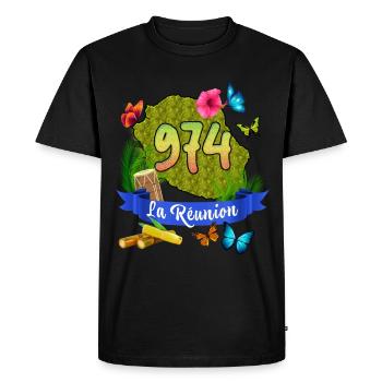 Ile De La Réunion 974 Faune Tropicale - T-shirt Premium bio Homme - noir - Devant - Nico (187cm)