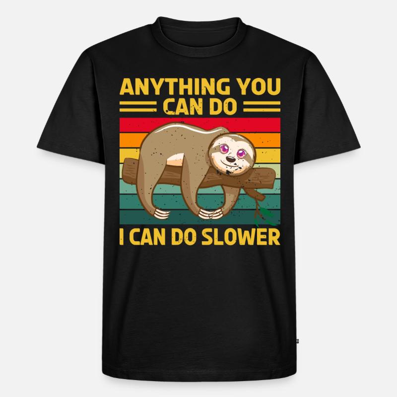 Faultier Schlaf Spruch - Männer Premium Bio T-Shirt - Schwarz