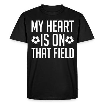 Mon cœur est sur ce terrain tenue de maman de soccer - T-shirt Premium bio Homme - noir - Devant - Nico (187cm)