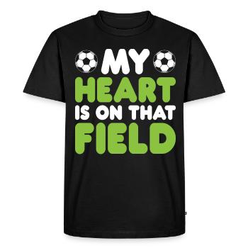 Mon cœur est sur ce terrain tenue de maman de soccer - T-shirt Premium bio Homme - noir - Devant - Nico (187cm)