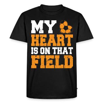 Mon cœur est sur ce terrain tenue de maman de soccer - T-shirt Premium bio Homme - noir - Devant - Nico (187cm)