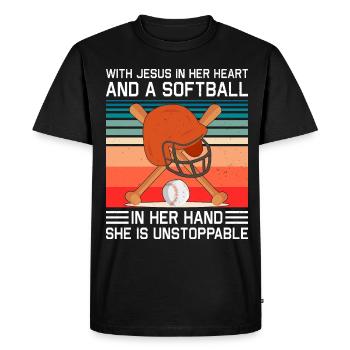 Jésus dans ton cœur Athlètes lanceurs de softball - T-shirt Premium bio Homme - noir - Devant - Nico (187cm)