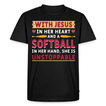 Jésus dans ton cœur Athlètes lanceurs de softball - T-shirt Premium bio Homme - noir - Devant - Nico (187cm)