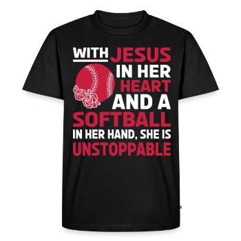 Jésus dans ton cœur Athlètes lanceurs de softball - T-shirt Premium bio Homme - noir - Devant - Nico (187cm)