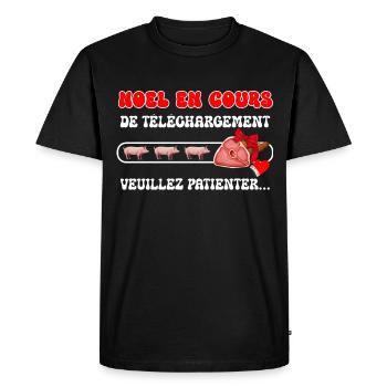 Noël En Cours Martinique Guadeloupe Joyeuses Fêtes - T-shirt Premium bio Homme - noir - Devant - Nico (187cm)