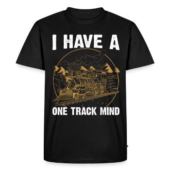 Train Single Line Mind Railroad Locomotive - T-shirt Premium bio Homme - noir - Devant - Nico (187cm)