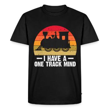 Train Single Line Mind Railroad Locomotive - T-shirt Premium bio Homme - noir - Devant - Nico (187cm)
