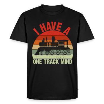 Train Single Line Mind Railroad Locomotive - T-shirt Premium bio Homme - noir - Devant - Nico (187cm)