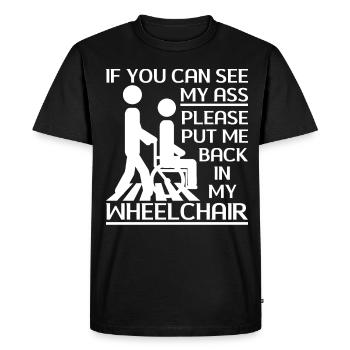 Déguisement de fauteuil roulant handicapé pour survivants d’amputation - T-shirt Premium bio Homme - noir - Devant - Nico (187cm)