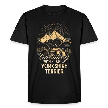 Yorkshire Terrier Camping Randonnée Plein air - T-shirt Premium bio Homme - noir - Devant - Nico (187cm)
