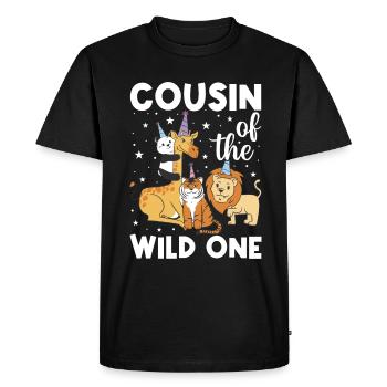 Cousin of the Wild Zoo Birthday Safari Jungle - Men's Premium Organic T-Shirt - black - Front - Nico (187cm)