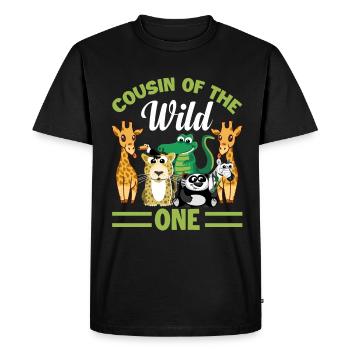 Cousin of the Wild Zoo Birthday Safari Jungle - Men's Premium Organic T-Shirt - black - Front - Nico (187cm)