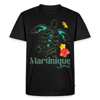 Martinique 972 Tropical Hibiscus Sea Turtle - Men's Premium Organic T-Shirt - black - Front - Nico (187cm)
