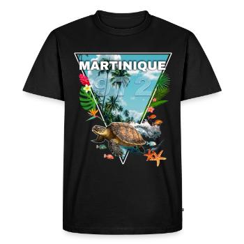 Martinique 972 Schildkröte Tropische Blumen Geschenk - Männer Premium Bio T-Shirt - Schwarz - Vorne - Nico (187cm)