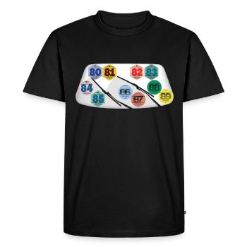 Vignette Auto Vintage Années 80 Voiture - T-shirt Premium bio Homme - noir - Devant - Nico (187cm)