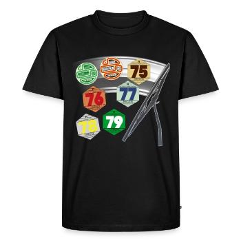 Vignette Auto Années 70 1970 Souvenir - T-shirt Premium bio Homme - noir - Devant - Nico (187cm)