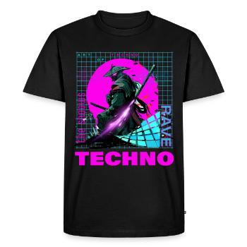 Techno Rave Electro Samourai Japon - T-shirt Premium bio Homme - noir - Devant - Nico (187cm)